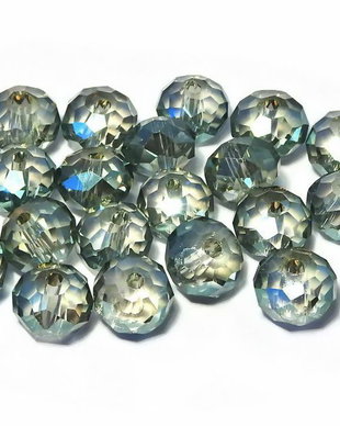 Cristale din sticla, rondelle, 6x4 mm, verzi