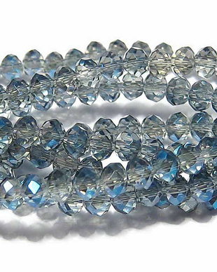 Cristale din sticla, rondelle, 6x4 mm, albastre