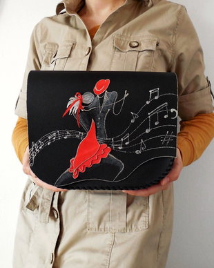 Geanta "Crossbody" handmade unicat- Dancing in Red 2.0
