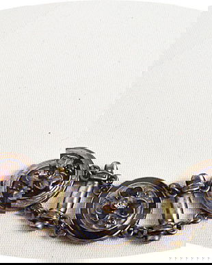 bratara metalica emailata cu flori si cristale