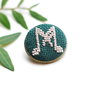 Brosa cu broderie manuala -  note muzicale pe panza taraneasca