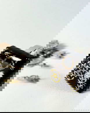 Inel din acryl steampunk, Inel cu piese de ceas in rasina, Inel din rasina ecologica, Piese de ceas vintage