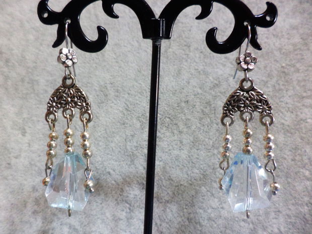 Cercei chandellier cu cristale tip swarovski - azur