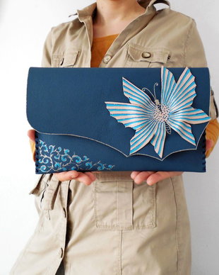 Plic handmade unicat - Navy Butterfly