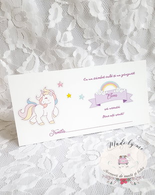 Plic de bani botez unicorn