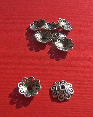 Capac pentru margele mari argintiu  aprox 12x3.5 mm