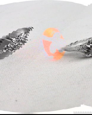 inel cu trandafir si ochi de pisica portocaliu