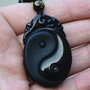 K0099 - Pandantiv, obsidian negru sculptat, yin yang, 50x32x10mm