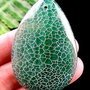 K0036 - Pandantiv, agata fire, picatura, verde, 55x37x6mm
