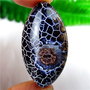 9973 - Cabochon, agata fire, elipsa, negru, 40x22x6mm