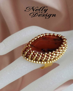 Cocktail Ring - inel statement cu agata stripe