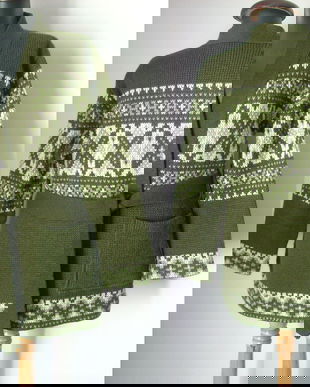 Cardigan Nordic lana verde