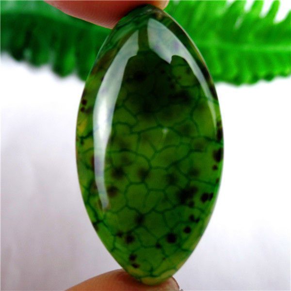 9975 - Cabochon, agata dragon veins, verde, 39x21x7mm