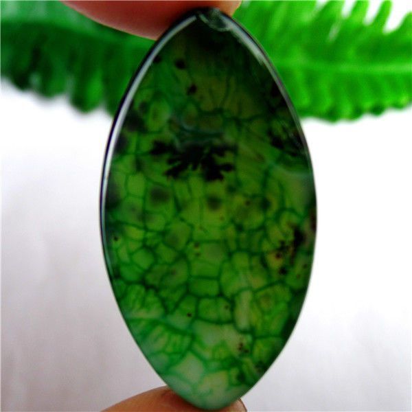 9975 - Cabochon, agata dragon veins, verde, 39x21x7mm