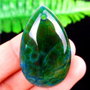 9977 - Pandantiv, agata dragon veins, verde, 39x25x8mm