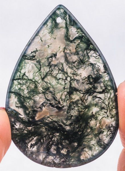 K0104 - Pandantiv, agata moss, verde, 50x35x6mm