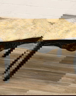 MASA CAFEA DIN LEMN MASIV NEGRU CU BLAT DIN MARMURA