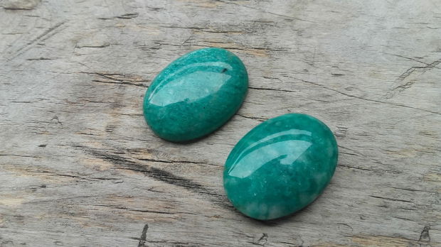 Cabochon amazonit rusesc, 25x18 mm (2 buc)