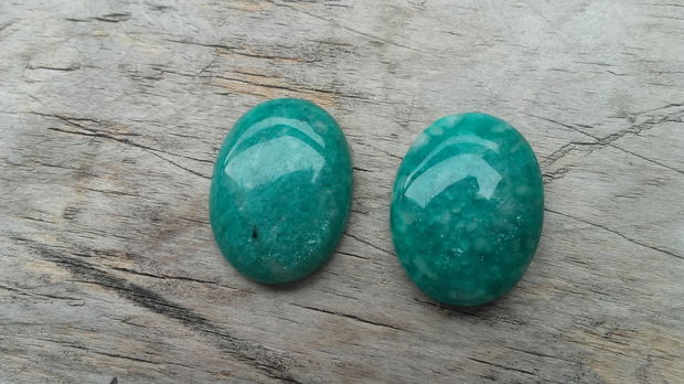 Cabochon amazonit rusesc, 25x18 mm (2 buc)