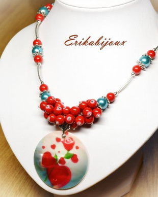 Colier cu pandantiv sidef floral