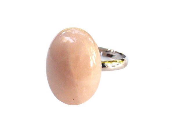 Inel delicat din Argint 925 si Cuart roz oval - IN319.1 - Inel roz reglabil, inel romantic, inel pietre semipretioase