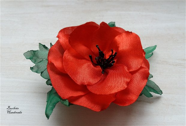 Brosa floare de mac/Floare textila