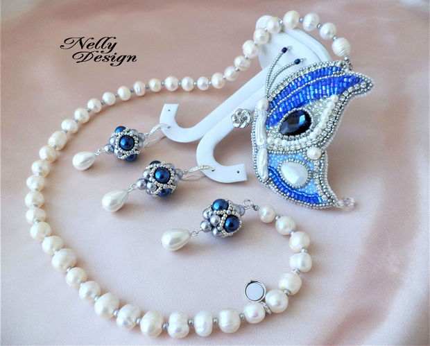 REZERVAT - "Pearls and Butterfly" - Set colier si cercei