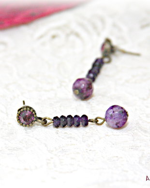 Cercei cu agate si cristale Swarovski violet Rezervat