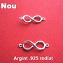 Infinit - link din argint rodiat pentru bratari aprox 6x19 mm (cu anourile)