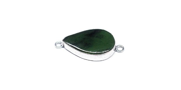 Conector jad - nefrit natural in rama argintata