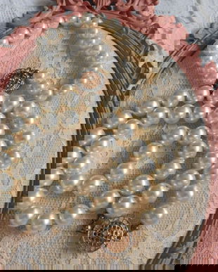 COLIER  &   BRATARA   PERLE   STICLA ITALIA ,NOU