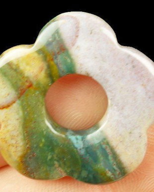 9944 - Pandantiv / charm, agata indiana, donut, floare,  28x28x5mm