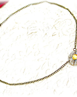 Colier cu jad galben si cristal Swarovski