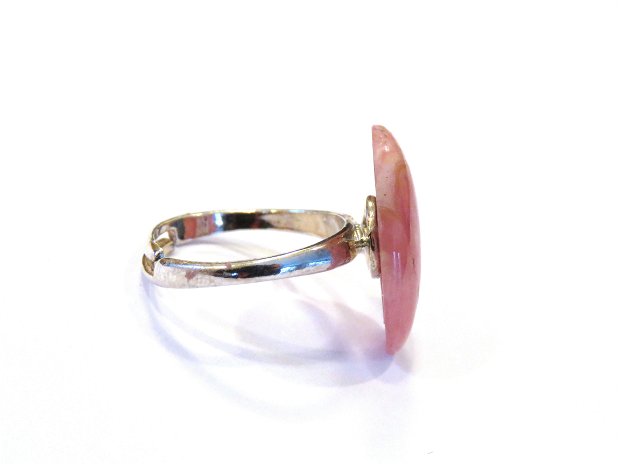 Inel delicat din Argint 925 si Rodocrozit - IN485 - Inel roz, inel romantic, inel pietre semipretioase, inel reglabil, cadou 8 martie