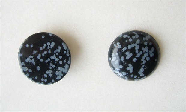 Cabochon snowflake obsidian aprox 25x6.5 mm