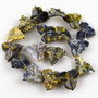 9290 # (8buc) Jasp ocean, floare sculptata manual, cenusiu mustar