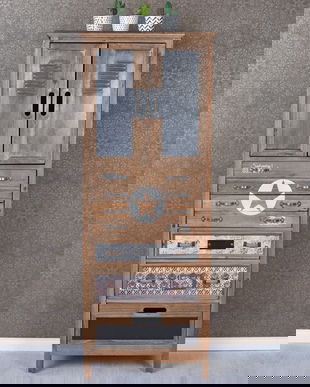 Comoda pentru farmacie din lemn masiv antichizat maro