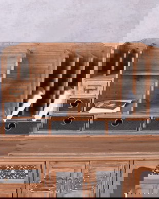 Bufet din lemn masiv maro cu metal