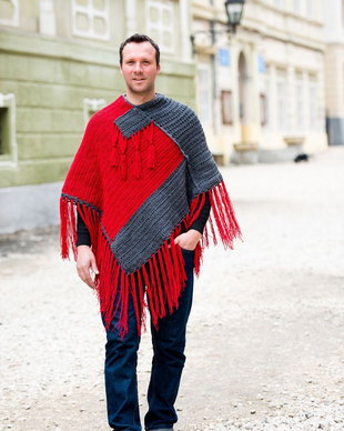 poncho rosu crosetat