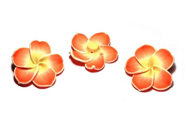 Margele din polimer, 34x11 mm, floare portocalie