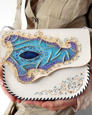 Geanta "Crossover" handmade din piele naturala- Eye of Spring