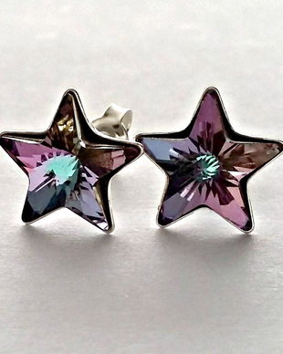 Cercei argint cu piatra Swarovski Stea 10mm Vitrail Light
