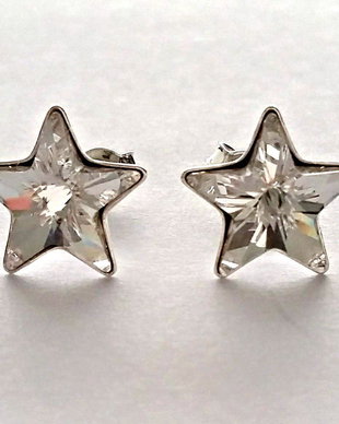 Cercei argint cu piatra Swarovski Stea 10mm Crystal