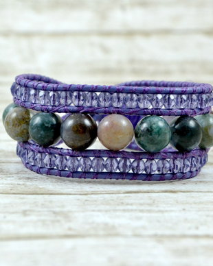 Bratara cu snur de piele si agate ''Indy''