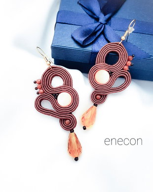 Cercei statement soutache maro