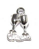 Pandantiv metalic, argintiu, 16x10.5x4 mm