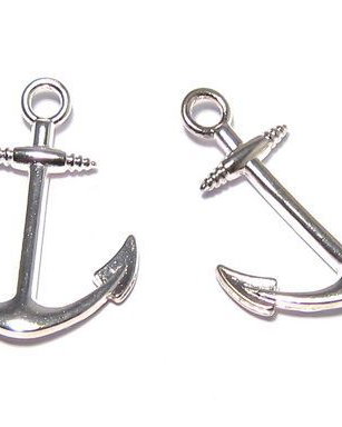 Pandantiv metalic, argintiu, ancora, 32x24x3.5 mm