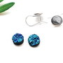 Cabochoane agat titanium druzy electroplacate - 2 buc + baza cercei cu leverback - argint 925 - DRZ3