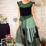 rochie  verde , cu croset , din petice