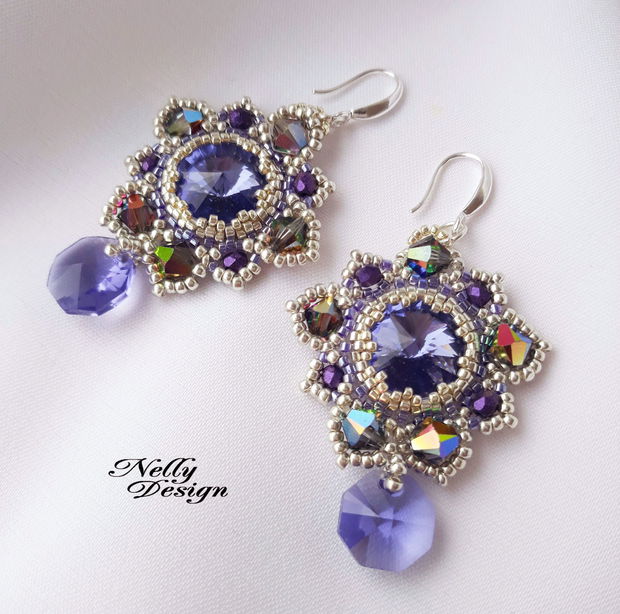 "Tanzanite" - Cercei Swarovski si argint